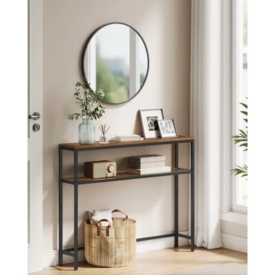 VASAGLE consoletafel, consoletafel, smalle salontafel met 2 planken, 20x100x80cm Bruin VASAGLE consoletafel, consoletafel, smalle salontafel met 2 planken, 20x100x80cm Bruin