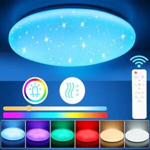 NONE 36W RGB LED-plafondlamp met sterrenhemeleffect, 40 cm RGB-lamp, dimbaar met afstandsbediening, voor woonkamer, badkamer, bar NONE 36W RGB LED-plafondlamp met sterrenhemeleffect, 40 cm RGB-lamp, dimbaar met afstandsbediening, voor woonkamer, badkamer, bar