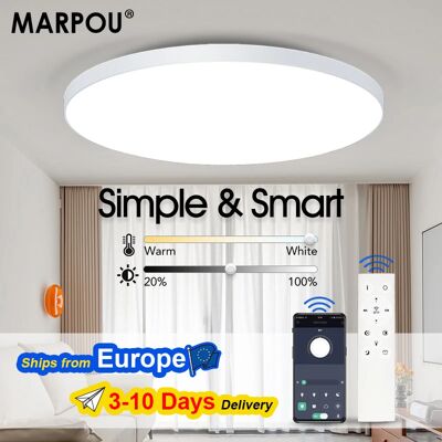 MARPOU Smart Led Plafondlamp 80W 50W 36W Moderne Led Plafondverlichting Met APP Afstandsbediening voor Slaapkamer Woonkamer Kroonluchter MARPOU Smart Led Plafondlamp 80W 50W 36W Moderne Led Plafondverlichting Met APP Afstandsbediening voor Slaapkamer Woonkamer Kroonluchter