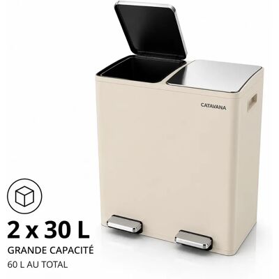 Other 2 x 30L afvalbak met dubbele compartimenten, metalen pedalen, 2 kunststof emmers, zachte sluiting, hermetisch beige Other 2 x 30L afvalbak met dubbele compartimenten, metalen pedalen, 2 kunststof emmers, zachte sluiting, hermetisch beige