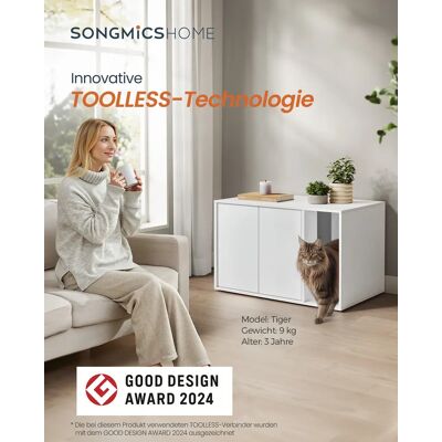 SONGMICS HOME kattenbak kledingkast toolless technologie kattenhuis voor grote katten duw om deuren bijzettafel te openen Snow White SONGMICS HOME kattenbak kledingkast toolless technologie kattenhuis voor grote katten duw om deuren bijzettafel te openen Snow White