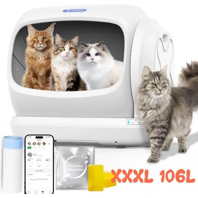 UBPet 106L slimme automatische kattenbak, semi-open zelfreinigend ontwerp, ultrastil, dubbellaagse siliconenmat, eenvoudige reiniging, C42 WIT UBPet 106L slimme automatische kattenbak, semi-open zelfreinigend ontwerp, ultrastil, dubbellaagse siliconenmat, eenvoudige reiniging, C42 WIT