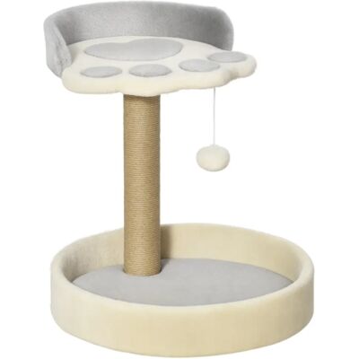 Pawhut Krabpaal voor katten, kattenboom, hoogte 44 cm, klimtoren met 2 ligplaatsen, jute paal, hangend speeltje Brown Pawhut Krabpaal voor katten, kattenboom, hoogte 44 cm, klimtoren met 2 ligplaatsen, jute paal, hangend speeltje Brown
