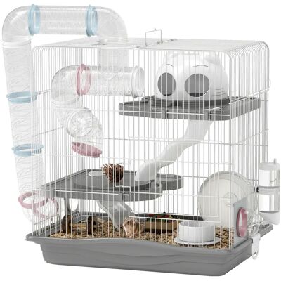 PawHut Pawut Cage hamsterkooi, 3-laags kleine dierenkooi met loopwiel, tunnel, voerbak, nis en oploop, voor dwerghamsters PawHut Pawut Cage hamsterkooi, 3-laags kleine dierenkooi met loopwiel, tunnel, voerbak, nis en oploop, voor dwerghamsters