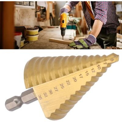 DUTRIEUX HSS Stappenboor Rechte Groef Titanium Gecoat Hout Metaal Gatensnijder 13 Stappen Meerdere Gaten Kegelboren 5-35mm 1pc DUTRIEUX HSS Stappenboor Rechte Groef Titanium Gecoat Hout Metaal Gatensnijder 13 Stappen Meerdere Gaten Kegelboren 5-35mm 1pc