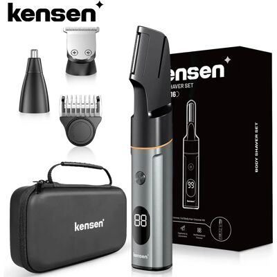 Kensen 3-in-1 body hair trimmer kit voor mannen schaamhaar scheerapparaat neus baardtrimmer IPX6 waterdicht elektrisch scheerapparaat tondeuse gray Kensen 3-in-1 body hair trimmer kit voor mannen schaamhaar scheerapparaat neus baardtrimmer IPX6 waterdicht elektrisch scheerapparaat tondeuse gray