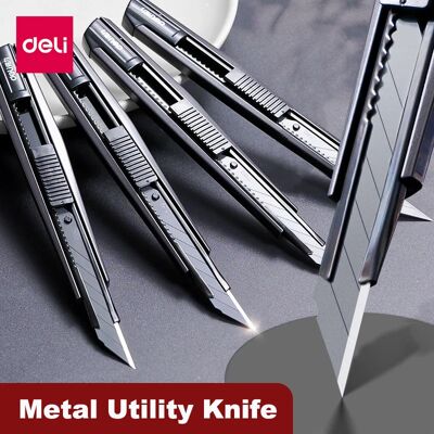Deli Utility Mes 9Mm Zakmes Snijder Intrekbaar Mes Voor Kantoor Thuis Schoolbenodigdheden Papier Ambachtelijke Messen 2056-Silver 60 Deli Utility Mes 9Mm Zakmes Snijder Intrekbaar Mes Voor Kantoor Thuis Schoolbenodigdheden Papier Ambachtelijke Messen 2056-Silver 60