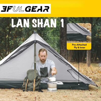 3 F UL GEAR 3F UL GEAR 2026 LanShan 1, ultralichte kampeertent voor buiten, 1 persoon, professionele 15D Silnylon waterdichte tent zonder stokken met ritssluiting Green 3 season 3 F UL GEAR 3F UL GEAR 2026 LanShan 1, ultralichte kampeertent voor buiten, 1 persoon, professionele 15D Silnylon waterdichte tent zonder stokken met ritssluiting Green 3 season