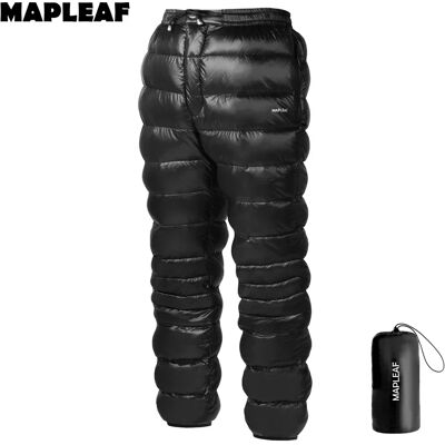 MAPLEAF Heren donsbroek 800FP 90% witte eendendons ultralicht warm waterafstotend winddicht winterbroek wandelen skiën kamperen outdoor geïsoleerde lichtgewicht voor winter sneeuw skiën wandelen Black M MAPLEAF Heren donsbroek 800FP 90% witte eendendons ultralicht warm waterafstotend winddicht winterbroek wandelen skiën kamperen outdoor geïsoleerde lichtgewicht voor winter sneeuw skiën wandelen Black M