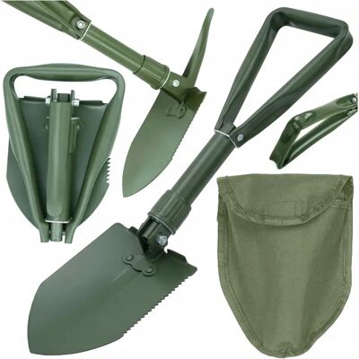 NONE Opvouwbare overlevingsschop Militair kampeer-multitool, compact tactisch graafgereedschap met houweel en gekarteld zaagblad, roestbestendig stalen lemmet, draagtas inbegrepen, 47 cm uitgeklapt, 20 cm NONE Opvouwbare overlevingsschop Militair kampeer-multitool, compact tactisch graafgereedschap met houweel en gekarteld zaagblad, roestbestendig stalen lemmet, draagtas inbegrepen, 47 cm uitgeklapt, 20 cm
