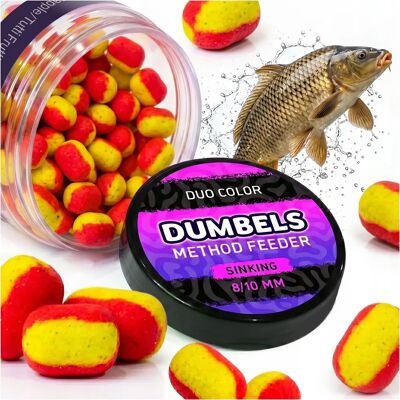 NONE Method Feeder Dumbbell Boilies Duo Kleur Zinkende Ananas Aardbei Tutti Frutti 8-10mm 50g, Tweekleurig Tweekrachtig Karper Aas, Klaar om te gebruiken Ground Hair Rig Aas, Zinkende Feeder Boilies voor NONE Method Feeder Dumbbell Boilies Duo Kleur Zinkende Ananas Aardbei Tutti Frutti 8-10mm 50g, Tweekleurig Tweekrachtig Karper Aas, Klaar om te gebruiken Ground Hair Rig Aas, Zinkende Feeder Boilies voor