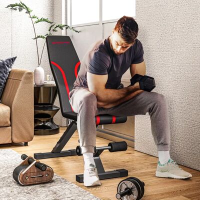 SPORTNOW Opvouwbare bodybuildingbank, verstelbare bank voor volledige training, zitting en zitting verstelbaar, vlak of hellend voor liggende oefeningen, biceps curl, belastbaar tot 230 kg, zwart SPORTNOW Opvouwbare bodybuildingbank, verstelbare bank voor volledige training, zitting en zitting verstelbaar, vlak of hellend voor liggende oefeningen, biceps curl, belastbaar tot 230 kg, zwart