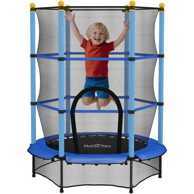 HOMCOM kindertrampoline Ø 1,40 × 1,90H m veiligheidsnet deur met ritssluiting Veerhoezen 6 gevoerde palen inbegrepen Blauw Blauw HOMCOM kindertrampoline Ø 1,40 × 1,90H m veiligheidsnet deur met ritssluiting Veerhoezen 6 gevoerde palen inbegrepen Blauw Blauw