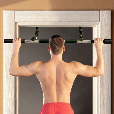 NONE Homcom Multifunctionele Pull-Up Bar Wandgemonteerde Pull-Up Bar met antislip handgrepen Draagvermogen 110 kg voor oefening en training thuis in de sportschool Zwart en groen zwart NONE Homcom Multifunctionele Pull-Up Bar Wandgemonteerde Pull-Up Bar met antislip handgrepen Draagvermogen 110 kg voor oefening en training thuis in de sportschool Zwart en groen zwart