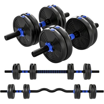 SPORTNOW dumbbells Kit bodybuilding verstelbare dumbbells 15 kg 3-in-1, verstelbare gewichtenset met verlengstang, handgreep SPORTNOW dumbbells Kit bodybuilding verstelbare dumbbells 15 kg 3-in-1, verstelbare gewichtenset met verlengstang, handgreep