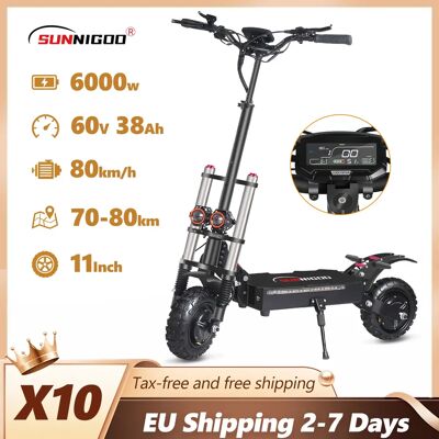SUNNIGOO 6000 W krachtige elektrische scooter 60 V 38 Ah maximale snelheid 85 km/u 100 km bereik 11 '' band dubbele schokabsorberende opvouwbare EScooter voor volwassenen 6000W 60V 38AH SUNNIGOO 6000 W krachtige elektrische scooter 60 V 38 Ah maximale snelheid 85 km/u 100 km bereik 11 '' band dubbele schokabsorberende opvouwbare EScooter voor volwassenen 6000W 60V 38AH
