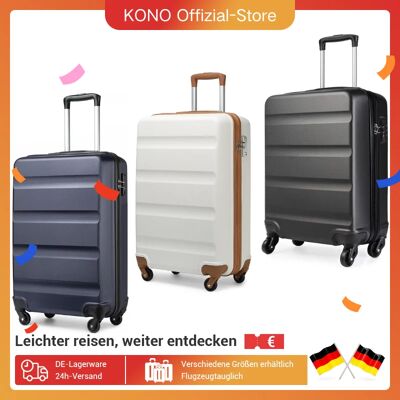 KONO Hardshell Koffer met 4 spinnerwielen en cijfercombinatieslot, lichte koffer, handbagage, 55/66/75 cm GRIJS KONO Hardshell Koffer met 4 spinnerwielen en cijfercombinatieslot, lichte koffer, handbagage, 55/66/75 cm GRIJS