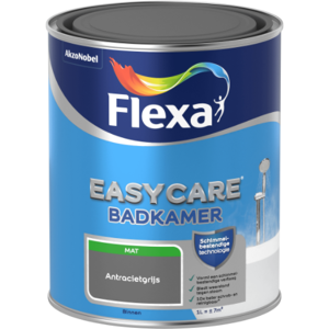 Flexa Easycare Muurverf Badkamer Mat - Antracietgrijs - 1 liter Flexa Easycare Muurverf Badkamer Mat - Antracietgrijs - 1 liter
