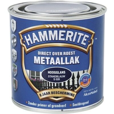 Hammerite Metaallak Direct over Roest Hoogglans - S028 Standblauw Hammerite Metaallak Direct over Roest Hoogglans - S028 Standblauw