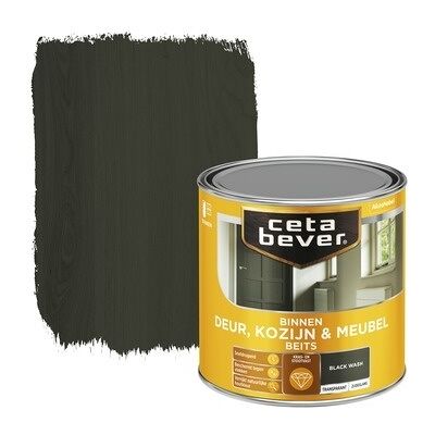 Cetabever Binnenbeits Deur Kozijn en Meubel Transparant Zijdeglans - Black Wash Cetabever Binnenbeits Deur Kozijn en Meubel Transparant Zijdeglans - Black Wash