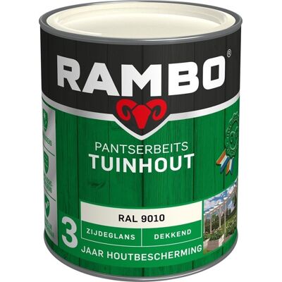 Rambo Pantserbeits Tuinhout Zijdeglans Dekkend - RAL 9010 Rambo Pantserbeits Tuinhout Zijdeglans Dekkend - RAL 9010