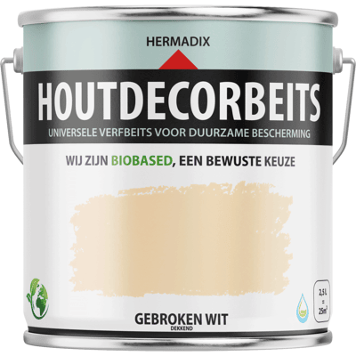 Hermadix Houtdecor Verf - 0,75L - Gebroken Wit - Verf en Lak Hermadix Houtdecor Verf - 0,75L - Gebroken Wit - Verf en Lak