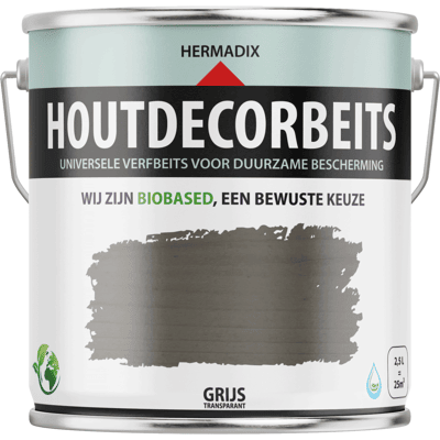 Hermadix Houtdecor Transparante Verf - 2,5L - Grijs Hermadix Houtdecor Transparante Verf - 2,5L - Grijs
