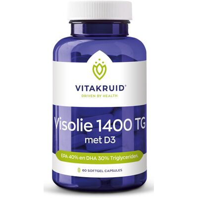 Vitakruid Viscositeit 1400 met D3 Triglyceriden EPA 40% DHA 30% - Visolie Supplement Vitakruid Viscositeit 1400 met D3 Triglyceriden EPA 40% DHA 30% - Visolie Supplement