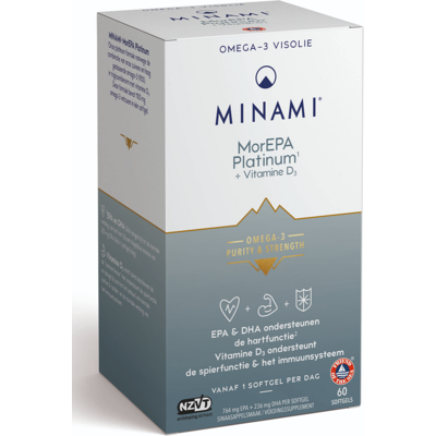 Minami MorEPA platinum + vitamine D3 - Voedingssupplement Minami MorEPA platinum + vitamine D3 - Voedingssupplement