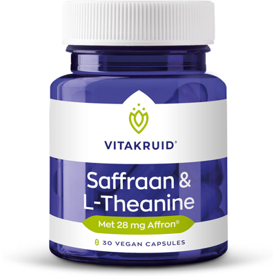 Vitakruid Saffraan 28 mg (Affron®) & L-Theanine Groene Thee Vitakruid Saffraan 28 mg (Affron®) & L-Theanine Groene Thee