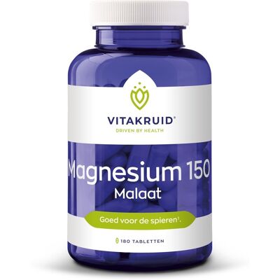 Vitakruid Magnesium 150 malaat - Voedingssupplement - Ondersteunt Bot & Spieren - 180 Tabletten Vitakruid Magnesium 150 malaat - Voedingssupplement - Ondersteunt Bot & Spieren - 180 Tabletten
