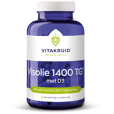 Vitakruid Visolie 1400 + D3 triglyceriden EPA 40% DHA 30% - Omega-3 Supplement Vitakruid Visolie 1400 + D3 triglyceriden EPA 40% DHA 30% - Omega-3 Supplement