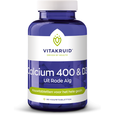 Vitakruid Calcium 400 & D3 uit rode alg - 100 kauwtabletten Vitakruid Calcium 400 & D3 uit rode alg - 100 kauwtabletten