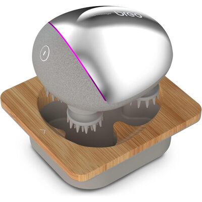 Breo draagbare mini oplaadbare hoofdhuidmassaager, IPX7-waterdicht, ontspannen hoofdhuid, met bamboe-houten oplaadbasis en uitwisselbare massageknooppunt (inclusief basis, zilver) Breo draagbare mini oplaadbare hoofdhuidmassaager, IPX7-waterdicht, ontspannen hoofdhuid, met bamboe-houten oplaadbasis en uitwisselbare massageknooppunt (inclusief basis, zilver)