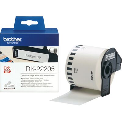Brother DK-22205 etikettenrol - zwart op wit Brother DK-22205 etikettenrol - zwart op wit