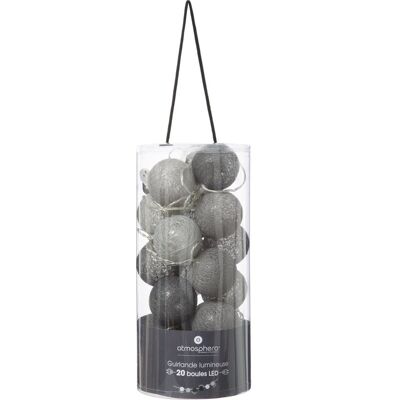 Atmosphera Grijze Zwarte LED-Girlang - 20 Katoenen Ballen - 435cm Decoratie Atmosphera Grijze Zwarte LED-Girlang - 20 Katoenen Ballen - 435cm Decoratie