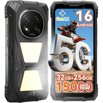 Blackview ROCK 2 Pro Simlockvrije 5G Robuuste Smartphone, Android 16, 8 GB RAM + 24 GB Virtuele Uitbreiding (Totaal 32 GB) + 256 GB ROM, 15000 mAh Batterij, 6,67" 120 Hz Display, Dual-SIM, NFC, GPS, OTG, Gemini AI, Glove Mode 2.0, Outdoor Telefoon met Gro Blackview ROCK 2 Pro Simlockvrije 5G Robuuste Smartphone, Android 16, 8 GB RAM + 24 GB Virtuele Uitbreiding (Totaal 32 GB) + 256 GB ROM, 15000 mAh Batterij, 6,67" 120 Hz Display, Dual-SIM, NFC, GPS, OTG, Gemini AI, Glove Mode 2.0, Outdoor Telefoon met Gro