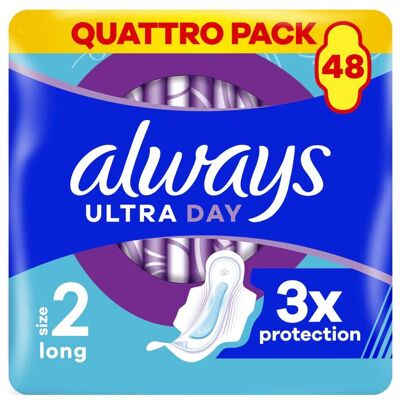 Always Ultra maandverband, maat 2 lang, pak van 4, 48 stuks Always Ultra maandverband, maat 2 lang, pak van 4, 48 stuks