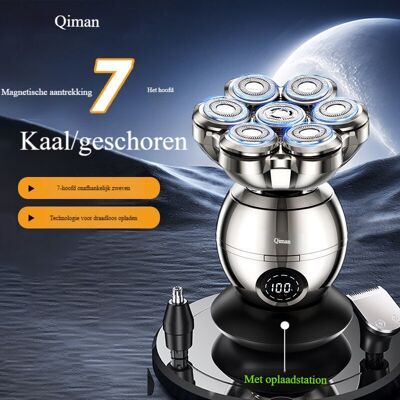 Qiman 8009 Scheerapparaat voor Kale Hoofden - 7D Zwevend voor Nat & Droog Scheren met LED Smart Display Qiman 8009 Scheerapparaat voor Kale Hoofden - 7D Zwevend voor Nat & Droog Scheren met LED Smart Display
