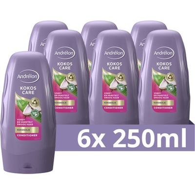 Andrélon Andrelon haarconditioner met kokosolie en -melk (voordeelverpakking) - 6 - 250 ml Andrélon Andrelon haarconditioner met kokosolie en -melk (voordeelverpakking) - 6 - 250 ml