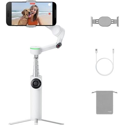 Insta360 Flow 2 Pro-bundel ijswit - opvouwbare AI-telefoonstabilisator, volgen in meer dan 200 apps met Apple DockKit, 360º panoramisch volgen, geïntegreerd statief/selfiestick, afstandsbediening, schijnwerper Insta360 Flow 2 Pro-bundel ijswit - opvouwbare AI-telefoonstabilisator, volgen in meer dan 200 apps met Apple DockKit, 360º panoramisch volgen, geïntegreerd statief/selfiestick, afstandsbediening, schijnwerper