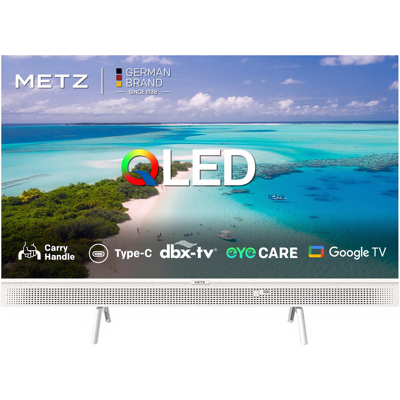 METZ Lifestyle draagbare TV 32 inch HD Smart TV QLED+, 32MQE7100Z, Power-C (compatibel met powerbank), HDR10, dbx-TV, Dolby Audio, Chromecast, spraakbediening, tuner DVB-T/T2/C/S/S2 (Energy Efficiency E) METZ Lifestyle draagbare TV 32 inch HD Smart TV QLED+, 32MQE7100Z, Power-C (compatibel met powerbank), HDR10, dbx-TV, Dolby Audio, Chromecast, spraakbediening, tuner DVB-T/T2/C/S/S2 (Energy Efficiency E)