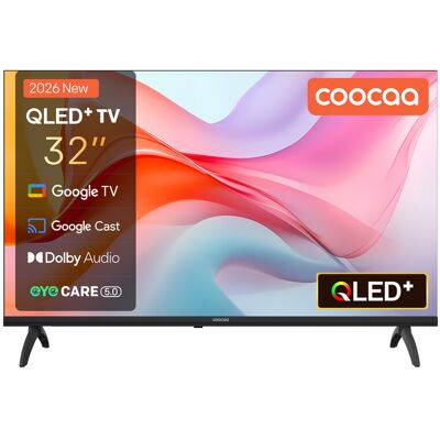 Coocaa 32 inch (80 cm) QLED smart tv met Google TV, HDR10, Dolby Audio, Bluetooth 5.1, oogzorg, Google Cast, drievoudige tuner DVB-T2/C/S2, CI+, model 32CGQG41Z (2026), energieklasse E Coocaa 32 inch (80 cm) QLED smart tv met Google TV, HDR10, Dolby Audio, Bluetooth 5.1, oogzorg, Google Cast, drievoudige tuner DVB-T2/C/S2, CI+, model 32CGQG41Z (2026), energieklasse E