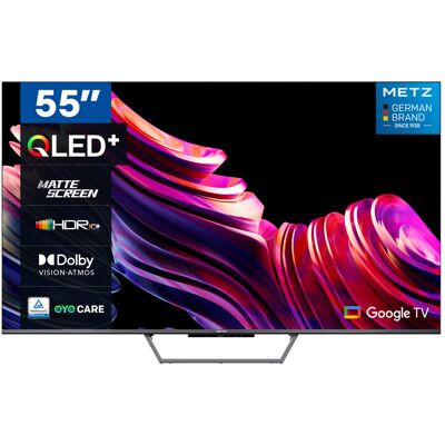 METZ tv 55" QLED+, 55MQE7600Y smart tv 4K UHD met Google TV, mat scherm, oogbescherming, flikkervrij, automatische omgevingslichtsensor, HDMI, HDR Wi-Fi, HDMI, USB, DVB-T2/S2, CI+ METZ tv 55" QLED+, 55MQE7600Y smart tv 4K UHD met Google TV, mat scherm, oogbescherming, flikkervrij, automatische omgevingslichtsensor, HDMI, HDR Wi-Fi, HDMI, USB, DVB-T2/S2, CI+