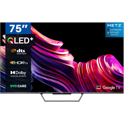 METZ Smart TV, MQD7500Z, 75" (191 cm), QLED, 4K UHD, HDR 10, Google TV, HDMI en USB, Slim, Modern, Zwart METZ Smart TV, MQD7500Z, 75" (191 cm), QLED, 4K UHD, HDR 10, Google TV, HDMI en USB, Slim, Modern, Zwart