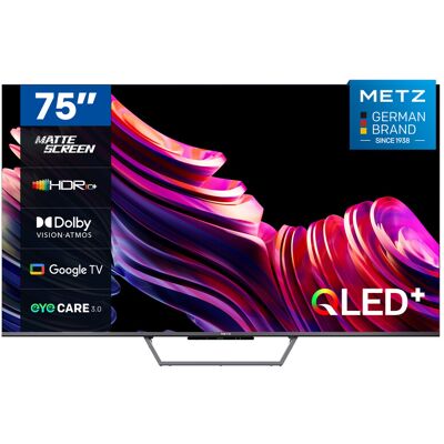 METZ Smart TV, MQD7500Z, 75" (191 cm), QLED, 4K UHD, HDR 10, Google TV, HDMI en USB, Slim, Modern, Zwart METZ Smart TV, MQD7500Z, 75" (191 cm), QLED, 4K UHD, HDR 10, Google TV, HDMI en USB, Slim, Modern, Zwart
