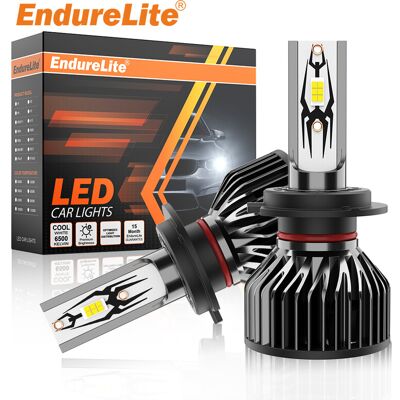ENdureLite H7 H4 H11 H1 9005 9006 9012 ledkoplampen voor auto, helderheid 17000 lm, 300% helderder, CSP-chips, efficiënt koelsysteem, aansluiten en gebruiken, koelwitte lampen van 6000 K, verpakking van 2 ENdureLite H7 H4 H11 H1 9005 9006 9012 ledkoplampen voor auto, helderheid 17000 lm, 300% helderder, CSP-chips, efficiënt koelsysteem, aansluiten en gebruiken, koelwitte lampen van 6000 K, verpakking van 2