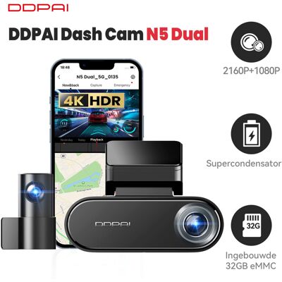 DDPAI N5 Dual - Dash Cam met Opnamefunctie - 4K UHD, Nachtzicht, GPS DDPAI N5 Dual - Dash Cam met Opnamefunctie - 4K UHD, Nachtzicht, GPS