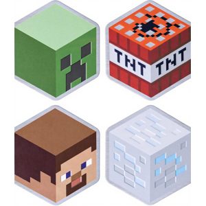 Paladone Minecraft Set van metalen coasters - 4 stuks, multicolor, 9 x 9 cm Paladone Minecraft Set van metalen coasters - 4 stuks, multicolor, 9 x 9 cm