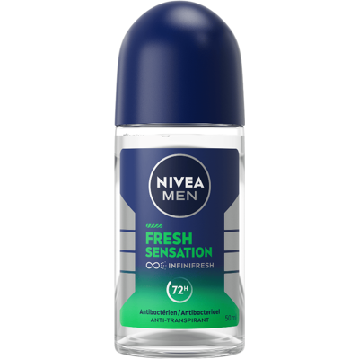 NIVEA MEN Fresh Sensation Anti-Transpirant Deo Roller - 72u Bescherming - Alcoholvrij - 50 ml NIVEA MEN Fresh Sensation Anti-Transpirant Deo Roller - 72u Bescherming - Alcoholvrij - 50 ml